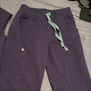 Figs Purple and Green Straight Leg Pants